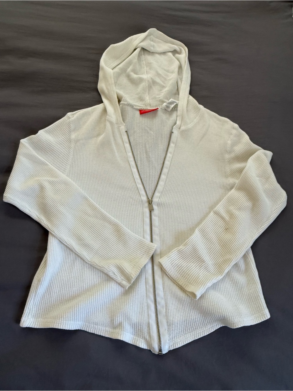 White Hooded Zip-Front Women's Sweater